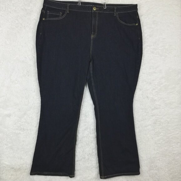 Lane Bryant Womens Jeans Boot Cut Blue Denim Dark Wash Genius Fit Plus 28 - Picture 1 of 11